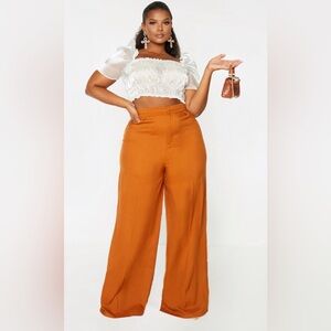 PrettyLittleThing Orange‎ Wide Leg Pants